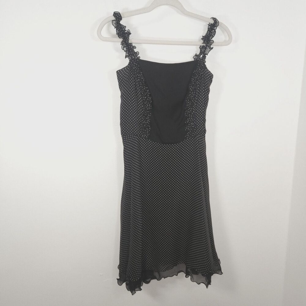 Marilena Chicago Vintage Polka Dot Silk Sleeveless Ruffle Dress Size 8